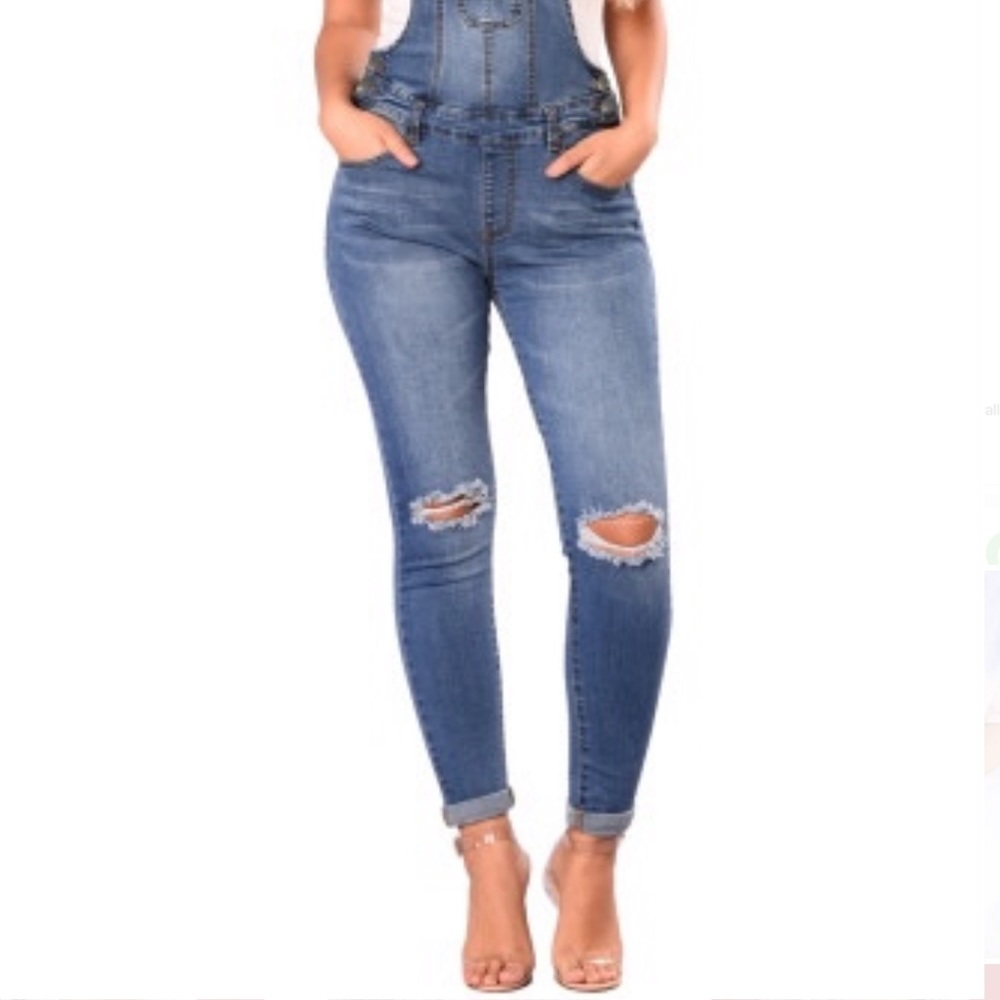 Hp!π NEW!! Distressed Denim overalls π - Picture 7 of 14